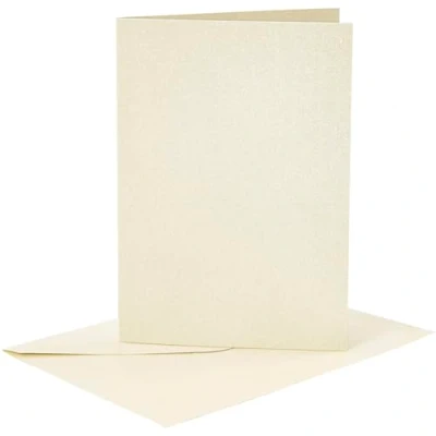 Image of Cards and Envelopes, card size 10,5x15 cm, envelope 11,5x16,5 off white, mother of pearl, 4sets