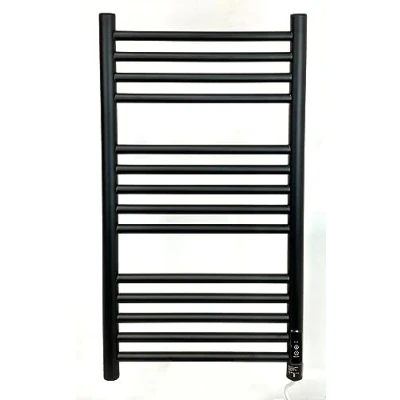 Image of Greened House Siena 400w x 720h Black Electric Heated Towel Rail with Built In Timer Energy Efficient