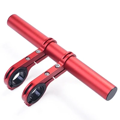 Image of UPANBIKE Bike Handlebar Extender Aluminum Alloy Bracket Extension for Bicycle Speedometer Mount Headlight Flashlight Lamp Holder (Red 20cm Double Clamp)