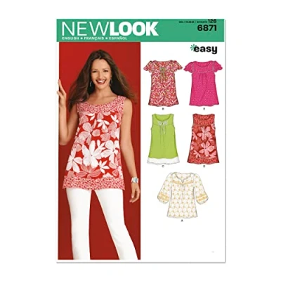 Image of New Look 6871 Size A Misses&#039; Tops Sewing Pattern, Multi Colour, white, U06871A,A (10 12 14 16 18 20 22)