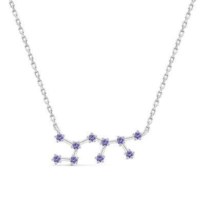 Image of Amberta Women 925 Sterling Silver Constellation Necklace with Cubic Zirconia Birthstone Zodiac CZ: Star Sign Sagittarius Simulated Tanzanite