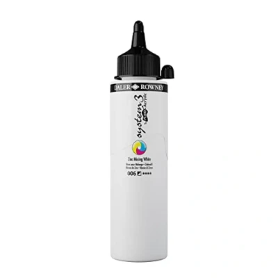 Image of Daler Rowney System3 Acrylic Paint, Plastic Bottle, Fluid, 8.45oz 250 ml, Zinc Mixing White
