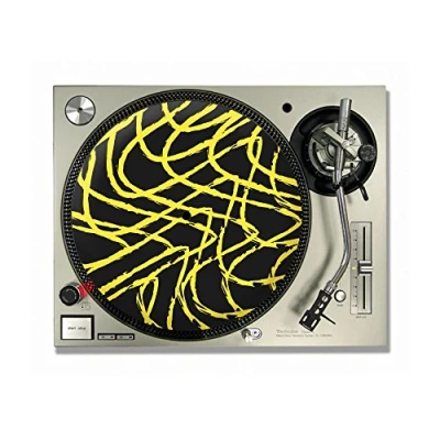 Image of Black &amp; Yellow Vinyl DJ Turntable Slipmats/slipmat/slip mats 12&quot; or 7&quot; (12&quot;)