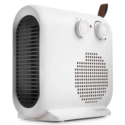Image of VonHaus Fan Heater 2KW Portable Electric Lightweight for Home/Office, Use in Any Room Adjustable Thermostat, Carry Strap, Overheat Protection, Can be Placed Upright or Flat White