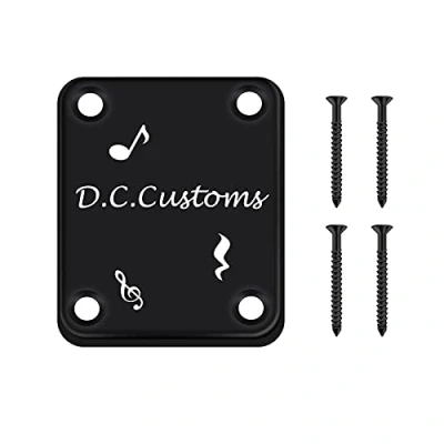 Image of OXYEFEI Guitar Neck Plate Retro Style, Steel Alloy Durable Reinforced Electric Parts 4 Bolts, for Bass Custom Engraving Text/Image (black)