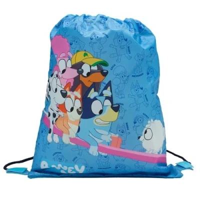 Image of Bluey &amp; Friends Drawstring Bag Kids PE Kit Gym Swim For Boys Girls School Trainer Backpack