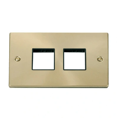 Image of Click Deco 2 Gang Plate x Aperture Unfurnished Satin Brass Black Inserts