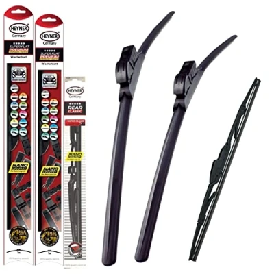 Image of Heyner Super Flat Premium Wiper Blades Front and Rear Classic 24&quot;20&quot;15&quot; Fits Land Rover Range Sport 2013 2021 HSF2420TLC15Hook