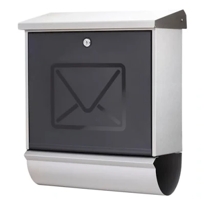 Image of Burg Wächter Lucca 37130 Ni Letter Stainless Steel Mailbox Set with Integrated Newspaper Box, Grey, Integriertes Zeitungsfach