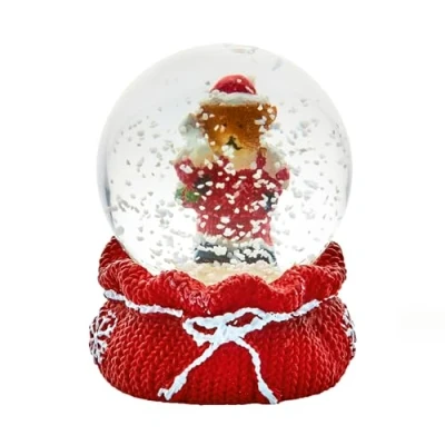 Image of Christmas Snow Globe Sack Base Mini Waterball 6cm with Decorated (Teddy Bear)