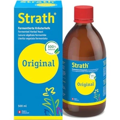 Image of Strath Liquid Gut Health Supplement 61 Vital Nutrients, Vitamins, Minerals &amp; Amino Acids, Swiss Natural Herbal Yeast Tonic, Daily Nutrition Digestive Support Multivitamins for Adults (500 ml x 1)