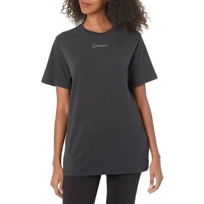 Image of Berghaus Women&#039;s Boyfriend Logo Short Sleeve Cotton T Shirt, Black, 14
