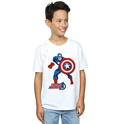 Image of Marvel Boys Captain America The First Avenger T Shirt White 5 6 Years