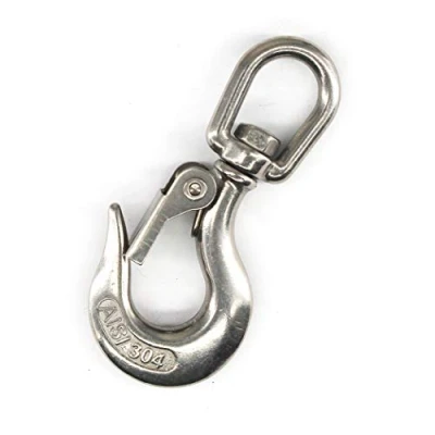 Image of 304 Stainless Steel Swivel Eye Lifting Hook American Type Safety Rigging Accessory with Round Working Load 650 KG 5/16&quot;