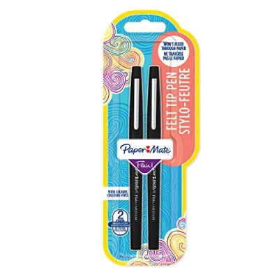 Image of Paper Mate Flair Pen, 1.1mm Medium Tip, Black, Pack of 2