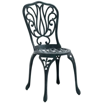 Image of vidaXL Green Cast Iron Outdoor Dining Set Round Table &amp; 2 Chairs for Garden/Balcony, Compact 60cm Design