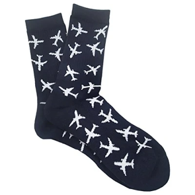 Image of Twin Jets In Flight Pattern, Aviation Themed Premium Crew Socks 1 Pair