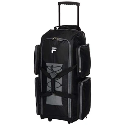 Image of Fila Unisex Adult 32&quot; Large Lightweight Rolling Duffel Bag, Black, One Size