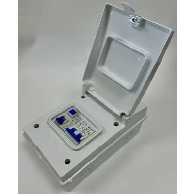 Image of Outdoor Metal IP65 Weather Proof 2 Way Consumer Unit, 63A Type A RCD, 6A &amp; 32A MCBs
