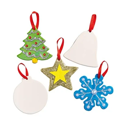 Image of Baker Ross EF925 Festive Ceramic Decorations Pack of 5, Christmas Crafts for Kids to Deco, Assorted, One Size