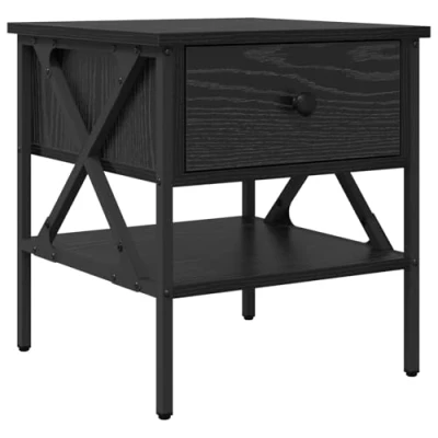 Image of vidaXL Bedside Table Black Oak 40 x 42 45 cm Wood Material
