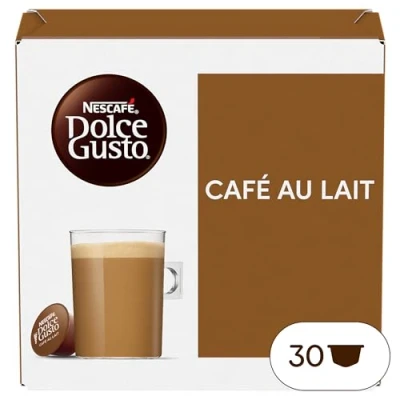 Image of NESCAFÉ Dolce Gusto Cafe Au Lait Coffee Pods total of 90 Capsules with Milk Medium Roasted Intensity 7 (3 Packs)