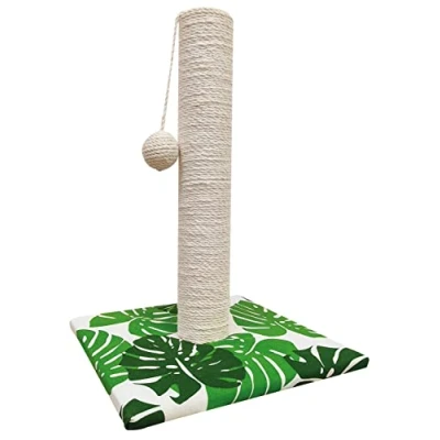 Image of Croci Green Leafs Scratching Post for Adult, Large and Small Cats, Mat with Tree Rope Cat Calming Toy Ball, Cardboard Scratcher, Accessories Games Pets at Home