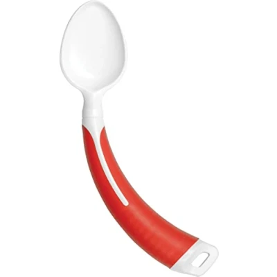 Image of Aidapt Curved/Angled Spoon (Left Handed) for use by The Elderly, Those with a Poor Grip or Limited Wrist Movement and Suffering Parkinson&#039;s Disease Arthritis. More Comfortable Dining