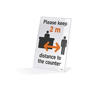 Image of Durable Acrylic Table Display Stand L Shape Sign Holder for Clear Signage Easy To Use A4 Transparent Document Pack of 1