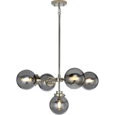 Image of Kula 5 Light Chandelier, Polished Nickel, E14