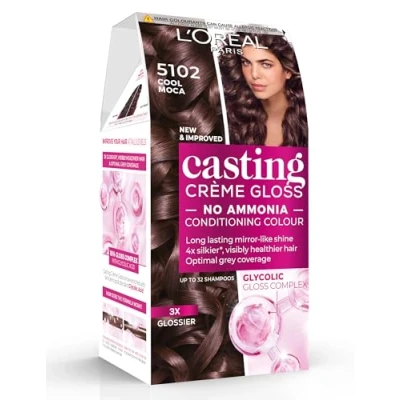 Image of L’Oréal Paris Ammonia Free Semi Permanent Hair Dye, 5102 Cool Mocha, Glossy Colour, Natural Looking Finish, For up to 28 Shampoos, Casting Crème Gloss, 1 Application