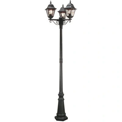 Image of Norfolk 3 Light Outdoor Lamp Post Black IP43, E27