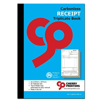 Image of Cherry Carbonless Receipt Book A4, A5, Duplicate, Triplicate NCR (A4 Triplicate)