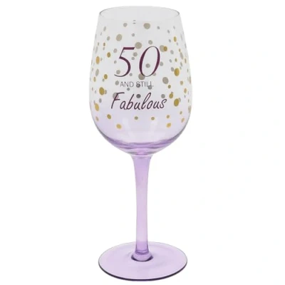 Image of Shudehill Giftware Gold Speckle Birthday Special Age Colourful Wine Glass 18th, 21st, 30th, 40th, 50th, 60th, 70th Gift (50)