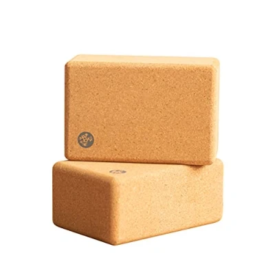 Image of Manduka Cork Yoga Block Resilient Material, Portable Fit &amp; Easy to Grip, Comfortable Contoured Edges, Firm Stability for Balance and Support in Any Pose Cork, 9&#039;&#039;L x 6&#039;&#039;H 4&#039;&#039;D (Pack of 2)