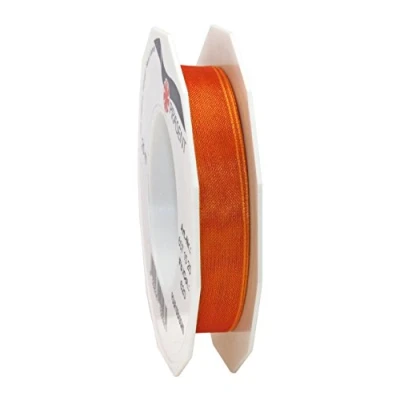 Image of C.E. Pattberg Präsent Four Seasons Organza wired edge Ribbon Tangerine 15 mm width, 25 m length