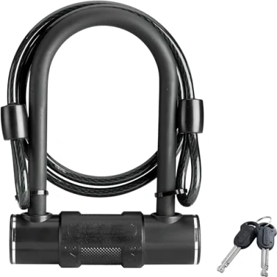 Image of Bicycle Shackle Lock with Steel Cable, High Security Anti Theft