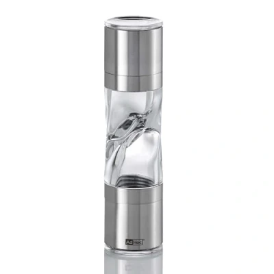 Image of AdHoc MP291 DUOSPICE MINI Spice Cutter and Mill Compact Stainless Steel/Acrylic Dried Herbs Spices Cutter/Salt or Pepper Grinder (H)150mm x (D)38mm Clear/Silver Includes 1 Duo