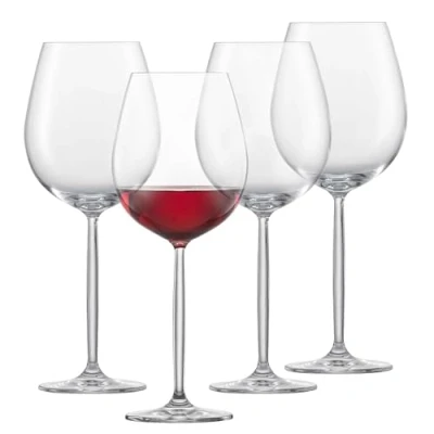 Image of Schott Zwiesel burgundy red wine glass Muse (set of 4), bulbous glasses for wine, dishwasher safe Tritan crystal glasses, made in Germany (item no. 123666)
