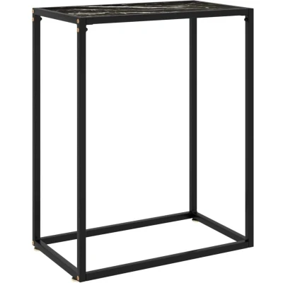 Image of vidaXL Console Table Black 60x35x75 cm Tempered Glass