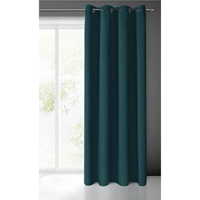 Image of Eurofirany LOGAN Extra Long Blackout Curtain 1 Unit Eyelets, Light blocking Room Darkening Bedroom Living Room, W53 x L98, Petrol