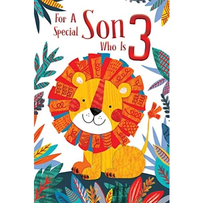 Image of Special Son 3rd Age 3 Today Cute Lion Happy Birthday Card Lovely Verse
