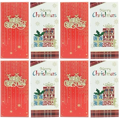 Image of Pack of 8 Christmas Money Wallet Gift Cards &amp; Envelopes Modern Traditional Designs