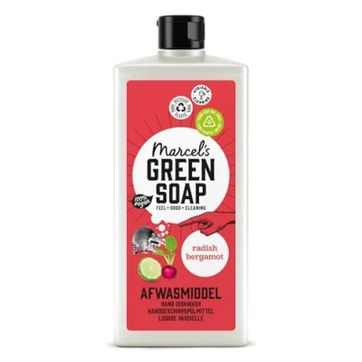 Image of Marcel&#039;s Green Soap Washing Up Liquid Radish &amp; Bergamot Dishwashing 100% Eco friendly Vegan Recycled Plastic 97% Biodegradable 500 ML