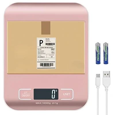 Image of Selegere Digital Kitchen Scales,Professional Food Weighing Scales with LCD Display,Precision up to 1 g (Rose gold Rechargeable(10kg/1g))