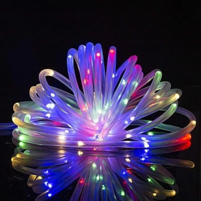 Image of anso Solar LED Powered Fairy String Rope Strip Lights Waterproof Outdoor Garden Patio Yard Path Lamp (Multi Color,23FT 50 Leds)