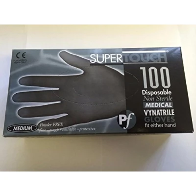 Image of SuperTouch 100 Strong Size MEDIUM Black Latex FREE Disposable Gloves Tattoo Artist Hairdresser Gardening Medical Decorator Beauty Salon