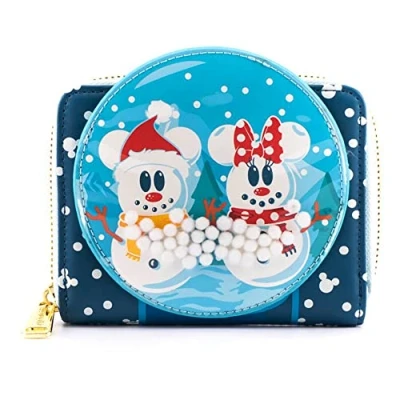Image of Loungefly Disney by Snowman Minnie &amp; Mickey Snow Globe Coin Purse