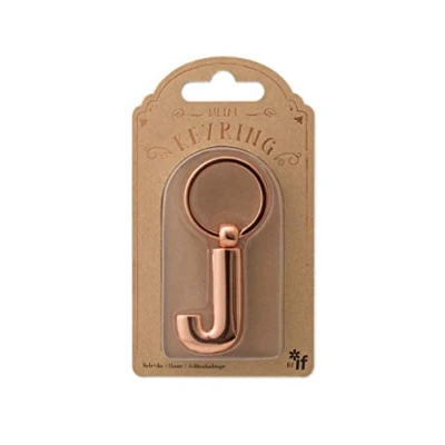 Image of IF Metal Letter Keyring Personalised Alphabet Letters Rose Gold J