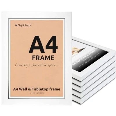 Image of Clay Roberts A4 Frame, Photo White A4, Pack of 6, Picture Certificate Art Print Poster 21cm x 29.7cm Frames, Frame Frames